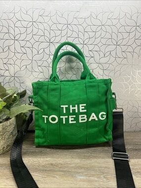 The Tote Bag Green Canvas Tote Bag with Interior Zip Pocket